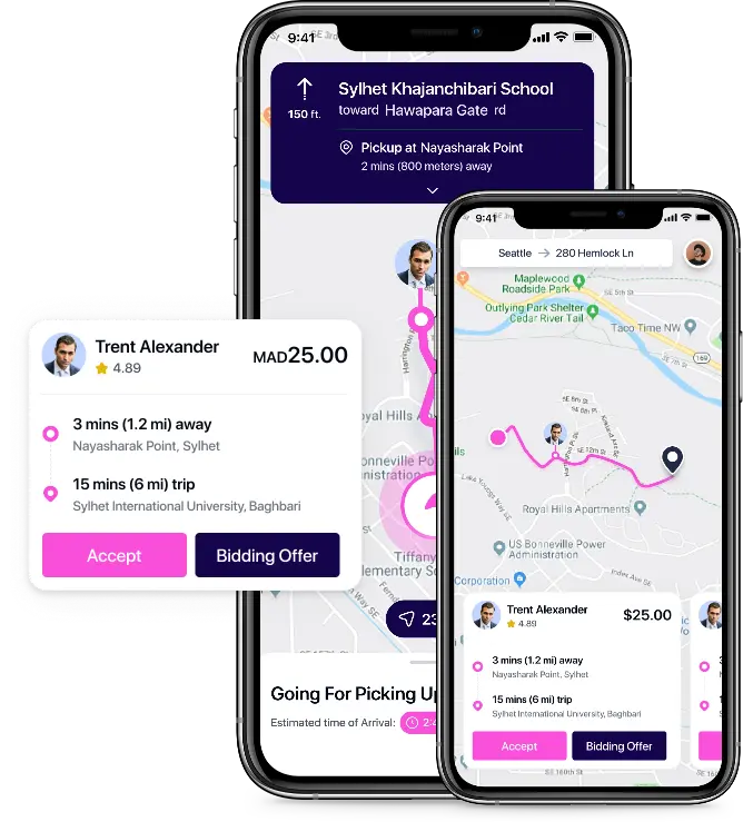 Ride services app interface
